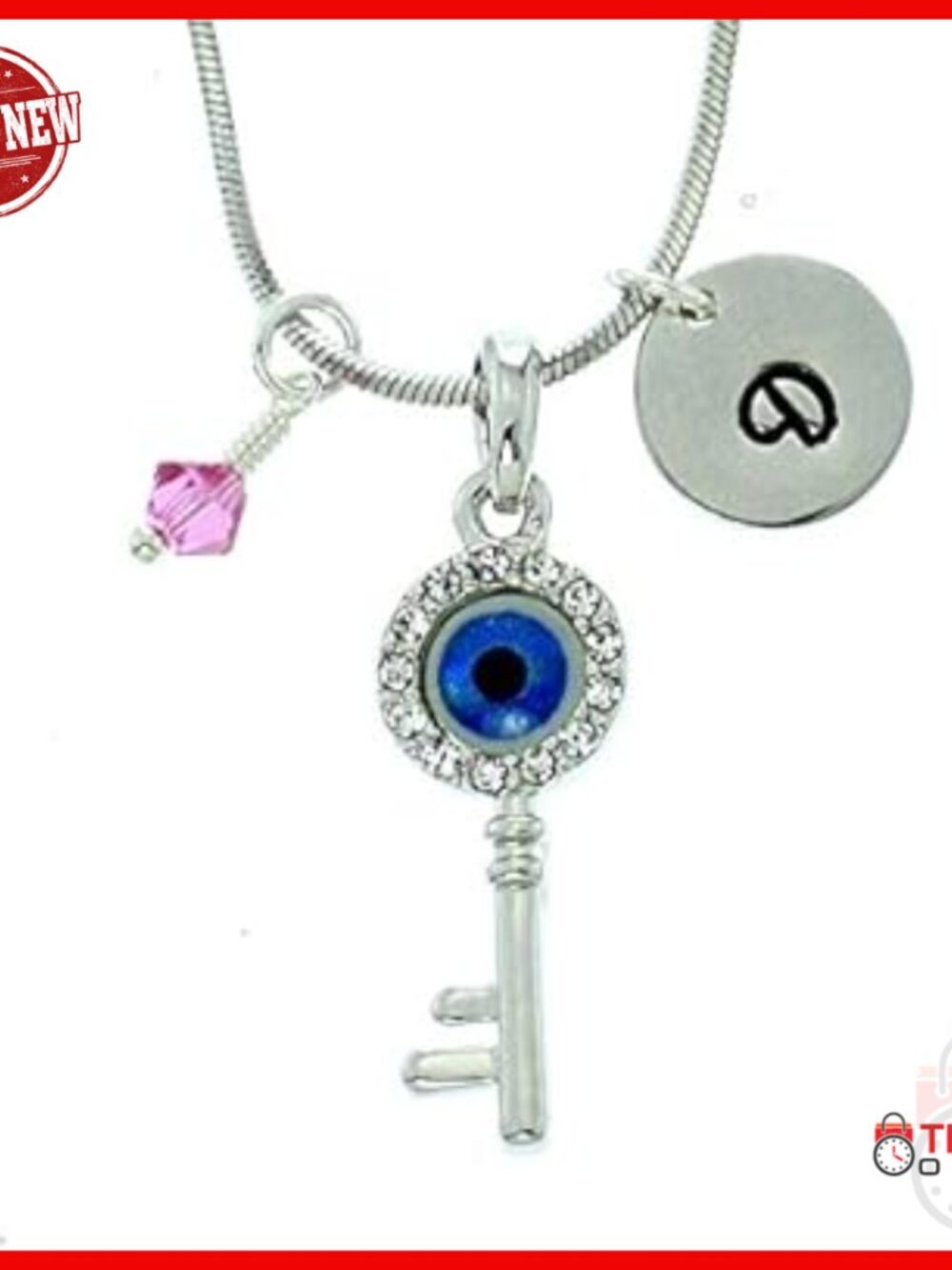 Personalized Initial Birthstone Necklace Hand Stamped Sterling Silver Crystal